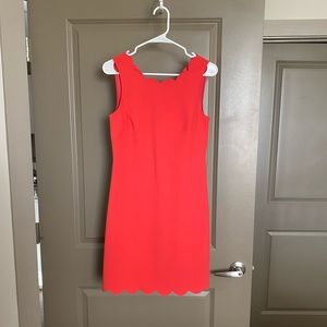 Coral J.Crew Scalloped Dress